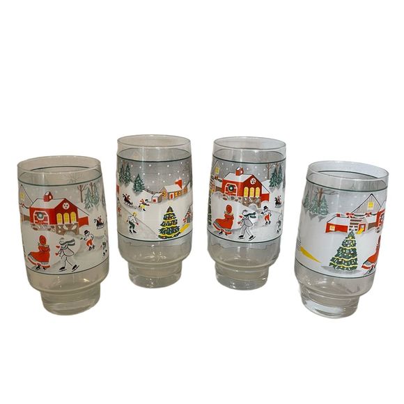 Sango Other - Set of 4 Vintage 1980’s Joan Luntz for Sango Silent Night, Winter Scene Pattern,